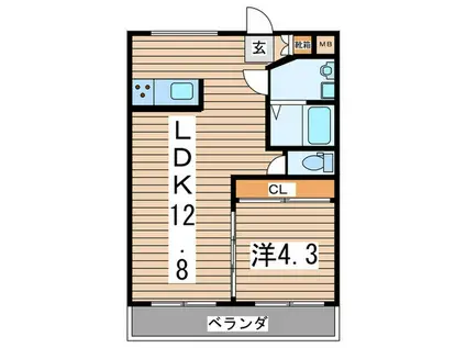 新山下三番館(1LDK/3階)の間取り写真