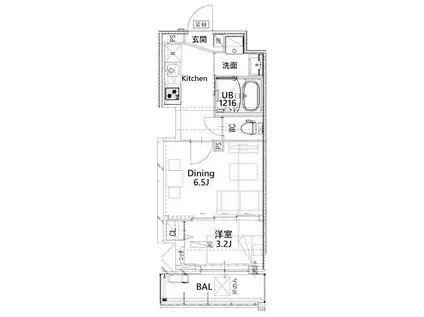 フロンティアレジデンス板橋(1DK/2階)の間取り写真