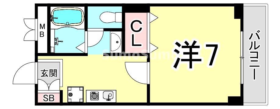 リブレメゾン甲東園エスト(1K/1階)の間取り写真