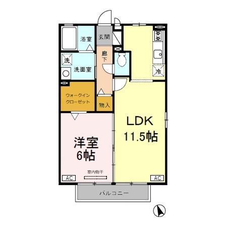 リビングタウン下新北町(1LDK/2階)の間取り写真