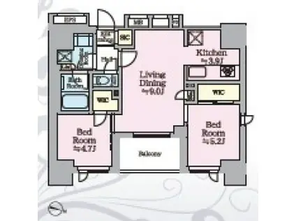 リビオメゾン西麻布(2LDK/11階)の間取り写真