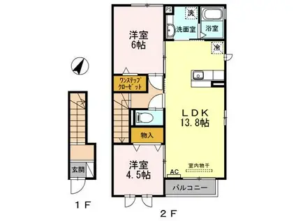 D-ROOM金平(2LDK/2階)の間取り写真