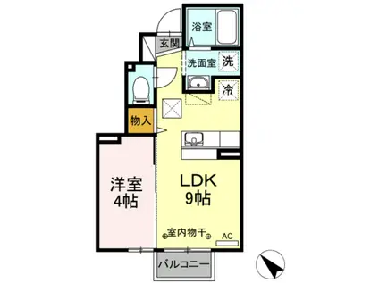 パインヒルズ(1LDK/1階)の間取り写真