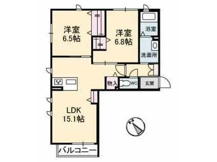 ブレースR(2LDK/2階)の間取り写真