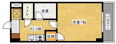 シャローム村岡(1K/2階)の間取り写真