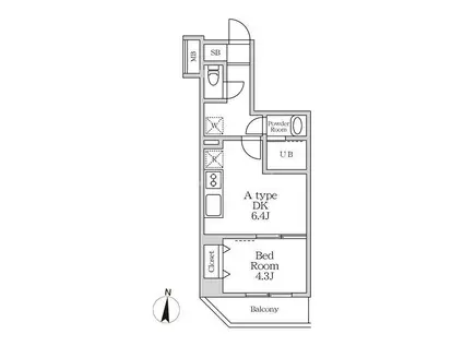 ラヴィエール錦糸公園(1DK/5階)の間取り写真