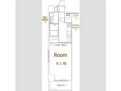 パラシオン車道西館(1K/5階)の間取り写真