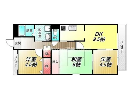 エスポワールII(3DK/4階)の間取り写真