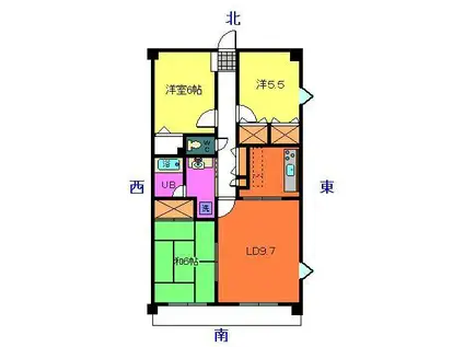 マンションベルシー(3LDK/9階)の間取り写真