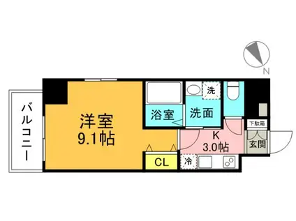 ソアヴィータ祇園大橋(1K/9階)の間取り写真