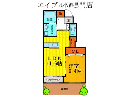 ストーク西発A(1LDK/1階)の間取り写真