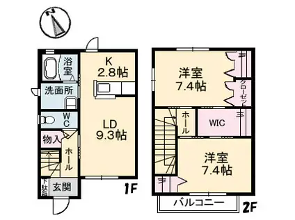 ヴィレッタ セレナ(2LDK/1階)の間取り写真