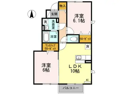 TRINITY HEIGHTS(2LDK/1階)の間取り写真