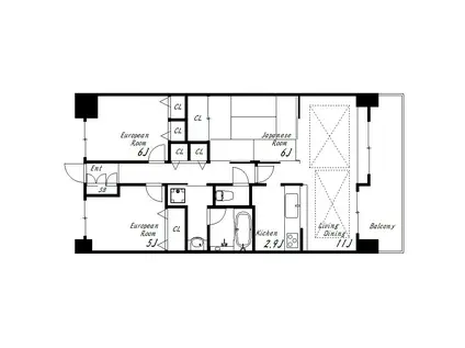 ピュアハイツ垂水潮見が丘(3LDK/6階)の間取り写真