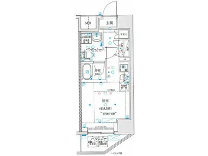 スパシエイラーレ横浜(ワンルーム/3階)の間取り写真
