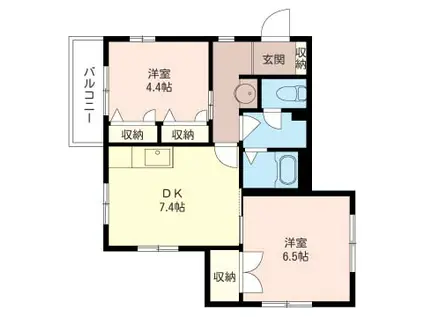 ビエナ アライ(2DK/2階)の間取り写真