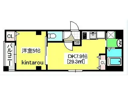 SOL LEVANTE(1DK/3階)の間取り写真