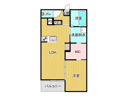 グランディール杉水A棟(1LDK/1階)の間取り写真