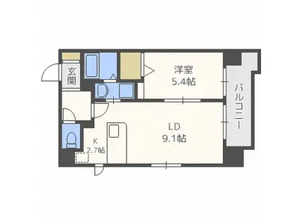 グランヴィア大通(1LDK/9階)の間取り写真