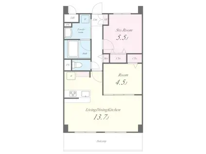 アルカコーバ(1SLDK/3階)の間取り写真