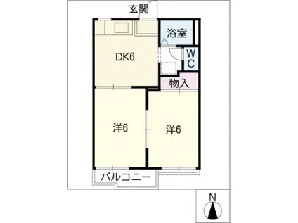 サンライズいわはた(2DK/2階)の間取り写真