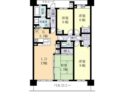 ミックスガーデンつくば716(4LDK/7階)の間取り写真