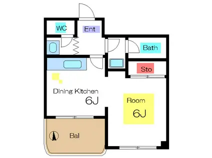吉野ハイツ(1DK/4階)の間取り写真