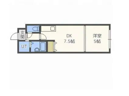 カゼル中央(1DK/2階)の間取り写真