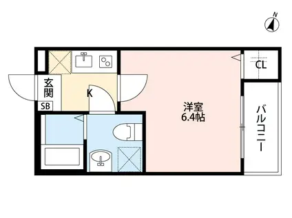 WATARI(1K/2階)の間取り写真