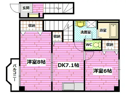 グランドールセレノB棟(2DK/2階)の間取り写真