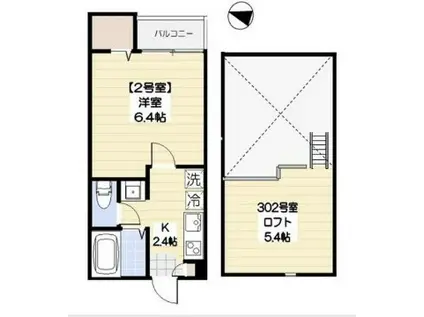 DONA北千住(1K/3階)の間取り写真