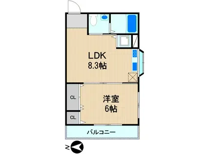 タツミレジィデンス(1LDK/3階)の間取り写真