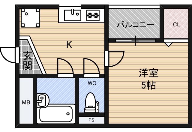 ドミール立命(1K/3階)の間取り写真