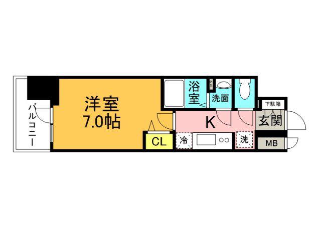 プレサンス広島中央(1K/14階)の間取り写真