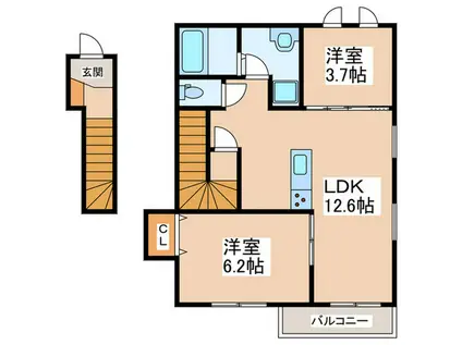 グラン・メゾンII(2LDK/2階)の間取り写真