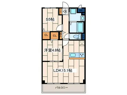 大和市西鶴間3丁目マン(1SLDK/5階)の間取り写真