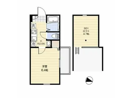 ノルデスタ小竹(1K/3階)の間取り写真