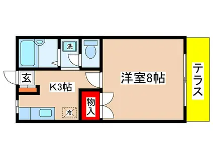 ソシエ・T(1K/1階)の間取り写真