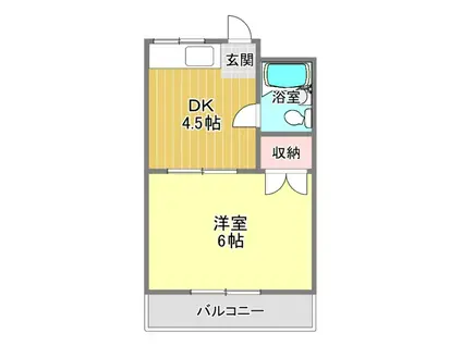 コーポ桂(1DK/2階)の間取り写真