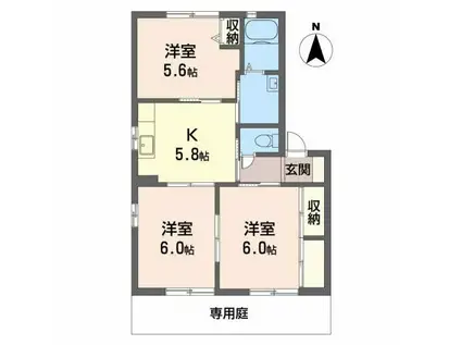 ハピネス(3K/1階)の間取り写真