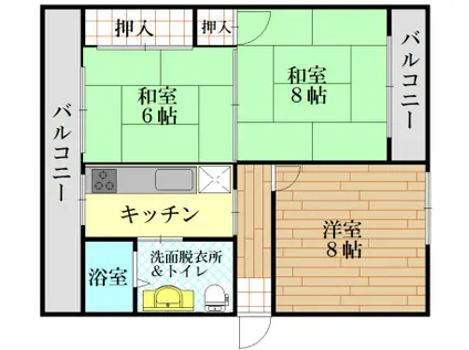 井堀南団地 4号棟(3DK/3階)の間取り写真