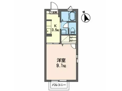 マリブインドルチェ七番館(1K/1階)の間取り写真