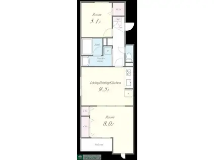 ユーフォリア本中山(1SLDK/1階)の間取り写真