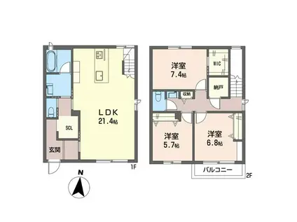 サンコーポラス成城2(3SLDK/1階)の間取り写真