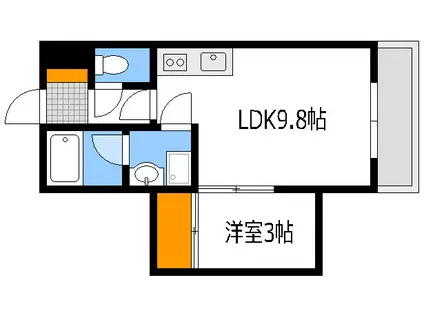 ベルヒルズ天神(1LDK/2階)の間取り写真