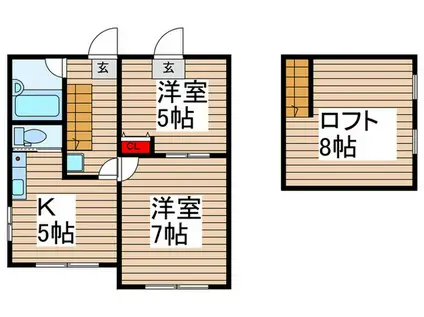 ウイリストン(2K/2階)の間取り写真