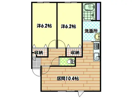 エコワンNEO14(2LDK/3階)の間取り写真