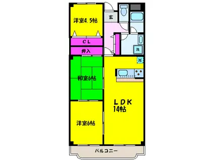 新栄プロパティー泉佐野(3LDK/7階)の間取り写真
