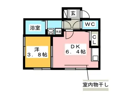 ジョイン(1DK/2階)の間取り写真