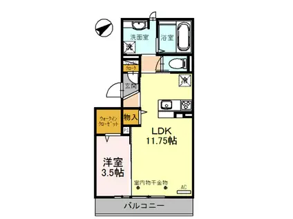 GLANZ(1LDK/2階)の間取り写真